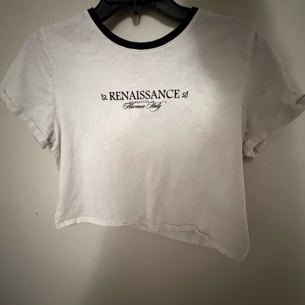 Divided White and Black Graphic Crop Top